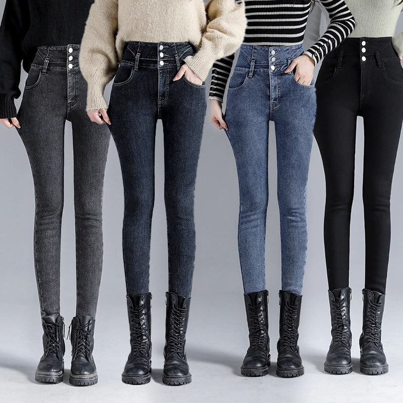 Jeans d'Hiver Taille Haute pour Femmes